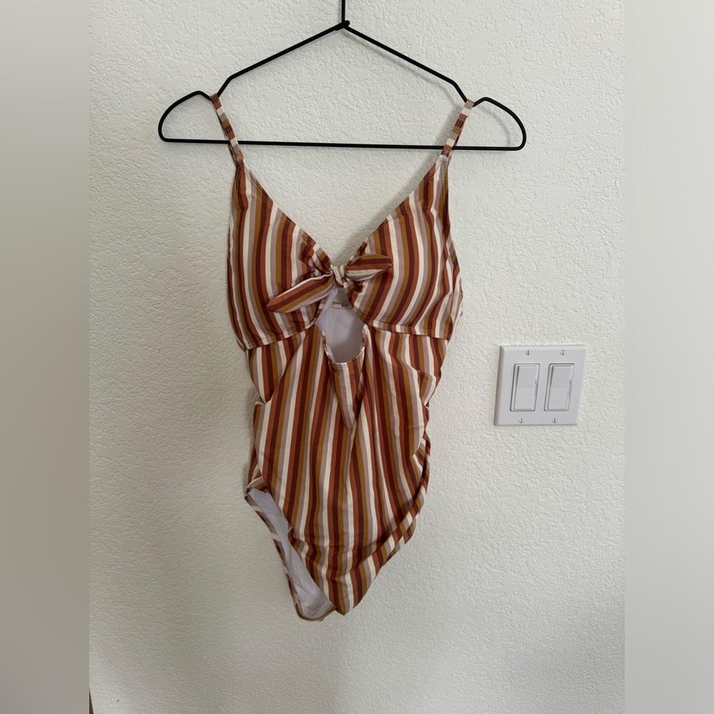 Rylee + Cru Striped One Piece Swimsuit - L - New